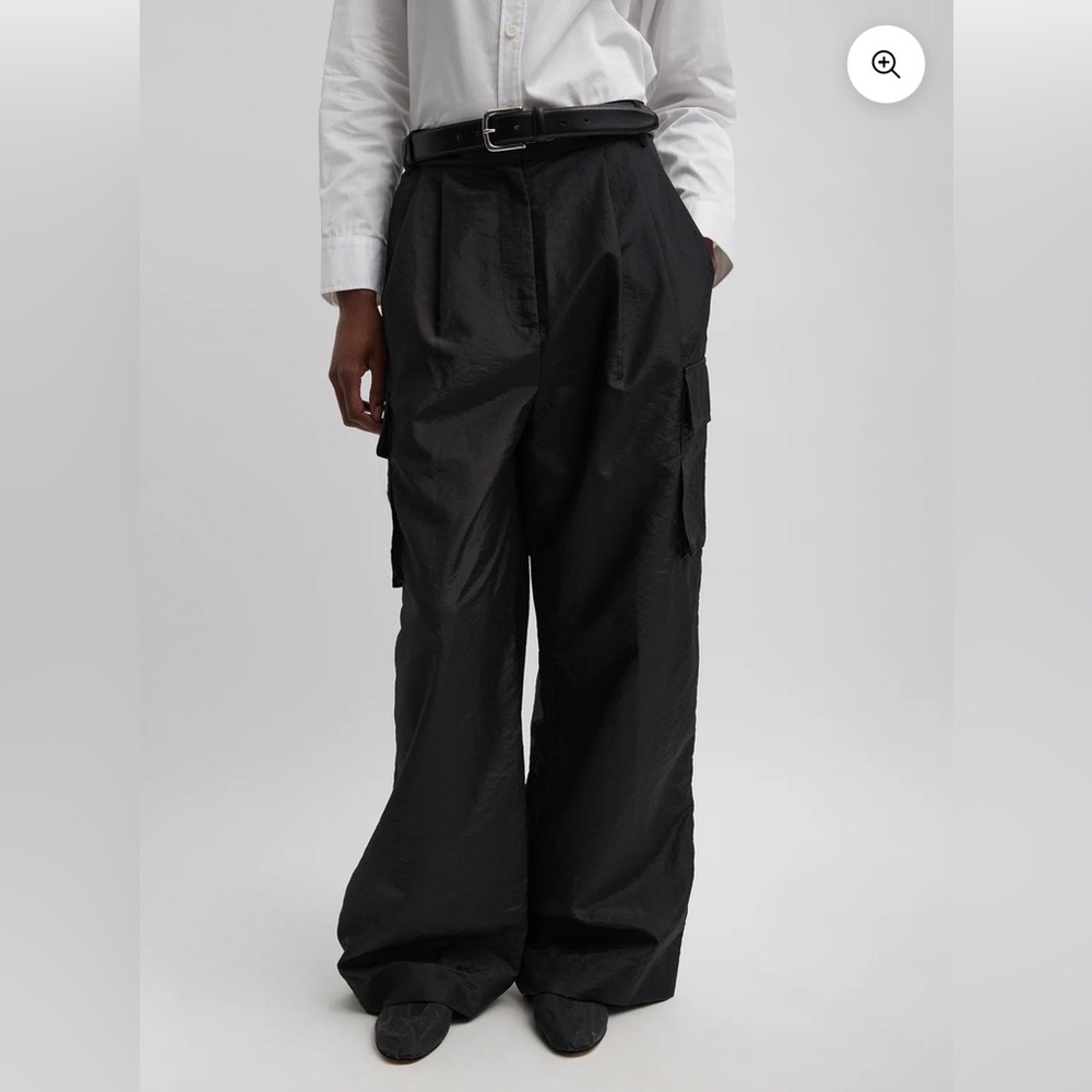 Tibi Stella Crispy Nylon Pleated Cargo Pant